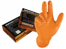 Boite de 50 gants d'atelier jetable taille L couleur orange - Nitrile...