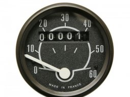 Compteur mobylette rond 60km-h diamètre 48mm noir avec support