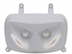 Double optique Replay RR8 blanc avec leds blanches pour scooter mbk booster...