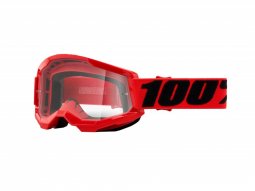 Masque cross marque 100% strata 2 essential couleur rouge ecran transparent...