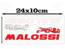 Planche d'autocollants grand format (24x10cm) Malossi 1 rouge et 1...