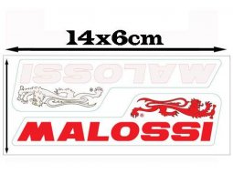 Planche d'autocollants moyen format (14x6cm) Malossi 1 rouge et 1...