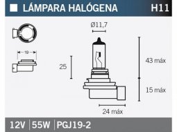 Ampoule Vicma H11 PGJ19-2 HalogÃ¨ne 12V 65W