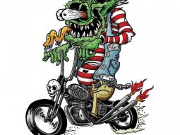 Autocollant Lethal Threat monstre biker 60x80 mm