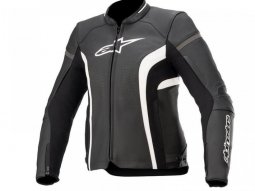 Blouson cuir Alpinestars Stella Kira v2 noir / blanc