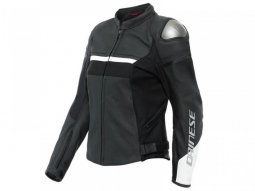 Blouson cuir femme Dainese Rapida Lady noir mat / noir mat / blanc