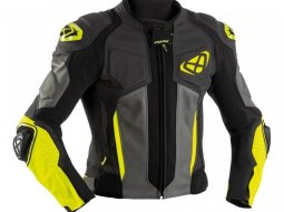 Blouson cuir Ixon Vendetta Evo noir / anthracite / jaune fluo