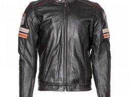 Blouson cuir rag Helstons Elron marron / orange / beige