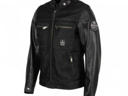 Blouson cuir / textile Helstons Winston noir / noir