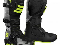 Bottes cross Shot Race 4 camouflage / gris / jaune fluo