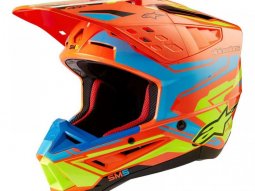 Casque cross Alpinestars S-M5 Action 2 orange fluo / cyan / yellow fluo EC