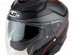 Casque jet HJC F31 Ludi MC1SF noir / gris / rouge mat