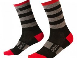 Chaussettes hautes O'neal MTB Performance Stripe noir / gris / rouge
