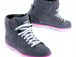 Chaussures moto femme Alpinestars J-6 Waterproof gris clair / fuchsia