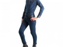 Combinaison jean moto femme Overlap Tess bleu dark CE