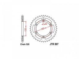 Couronne JT Sprockets Acier pas 520 52 dents