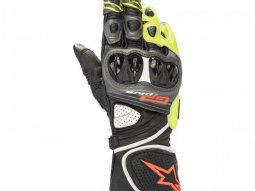 Gants cuir Alpinestars GP Plus R V2 metal gris / noir / jaune fluo / rouge f