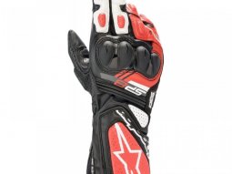 Gants cuir / textile Alpinestars SP-8 v3 noir / blanc / bright rouge