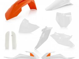 Kit plastique complet Acerbis KTM 85 SX 2019 Blanc / Orange Brillant