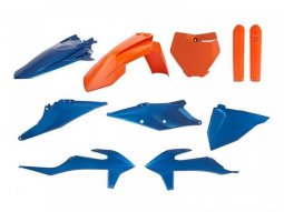 Kit plastique Polisport metal flow bleu / orange KTM SX / SXF 19-22