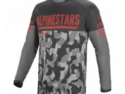 Maillot enduro Alpinestars Venture R gris / camouflage / rouge fluo