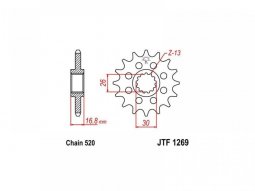 Pignon JT Sprockets Acier pas 520 16 dents