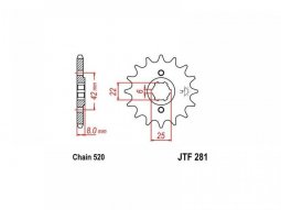 Pignon JT Sprockets Acier pas 520 16 dents